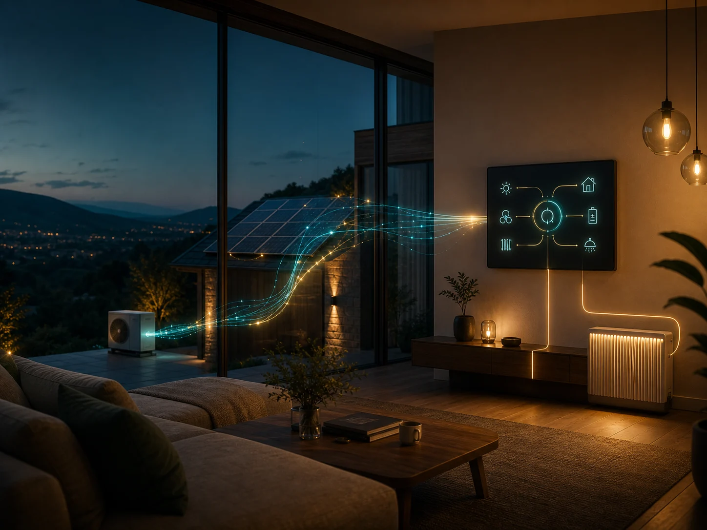 Energetikai rendszer és digitális vezérlőfelület egy modern otthonban
